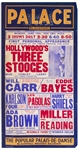 12.5 x 24 Poster From June 1939 Advertising The Three Stooges Show at the Blackpool Palace in England -- Curly Misspelled as Curley